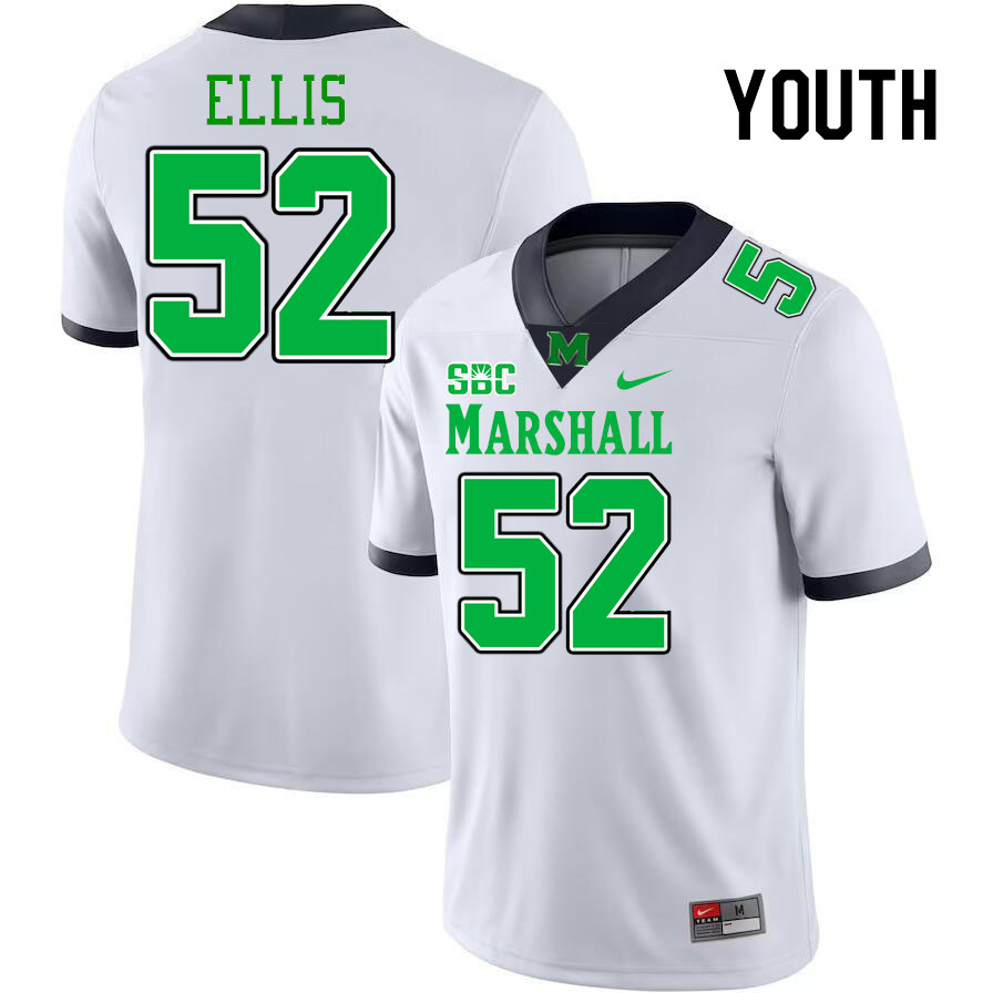Youth #52 Elijah Ellis Marshall Thundering Herd SBC Conference College Football Jerseys Stitched-Whi